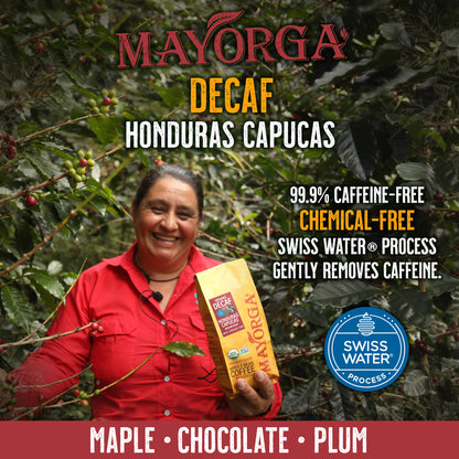 Decaf Honduras Capucas Bag
99.9% Caffeine-Free
Swiss Water Process